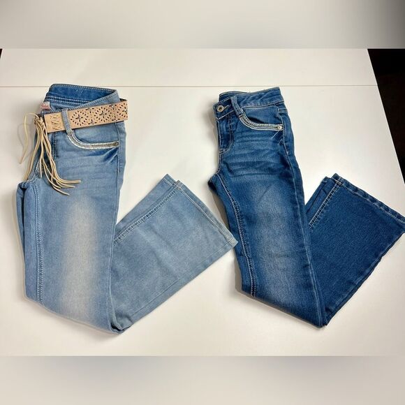 Faded Glory Girls Size 7 Western Boho Flare Leg Stretchy Denim Jeans NWOT - Picture 1 of 9